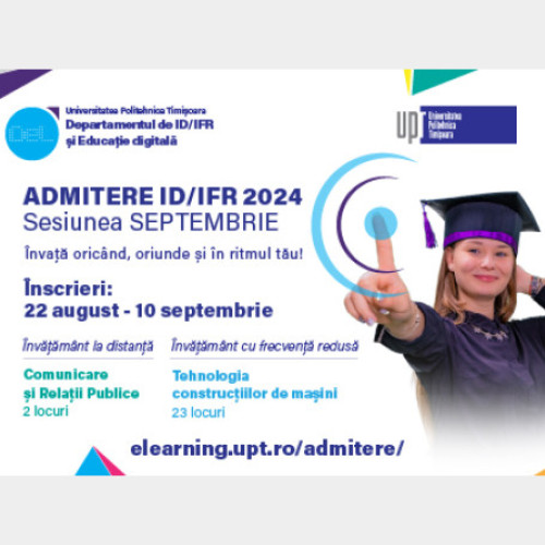 Universitatea Politehnica Timișoara oferă locuri pentru programele de studiu la distanță