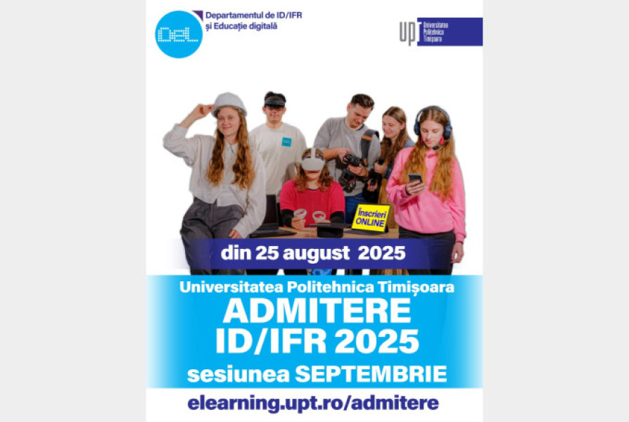 Universitatea Politehnica Timișoara lansează admiterea pentru programele de studiu la distanță și cu frecvență redusă pentru sesiunea 2025