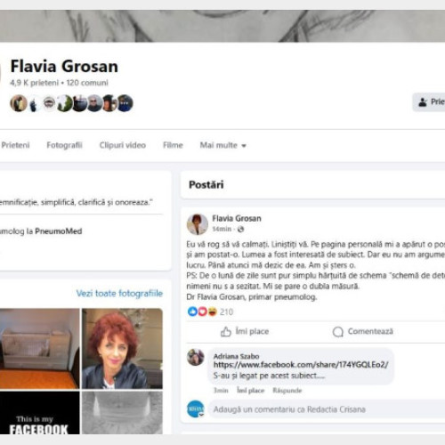 Medicul pneumolog Flavia Grosan, convocată la Comisia de Disciplină după o postare controversată pe social media