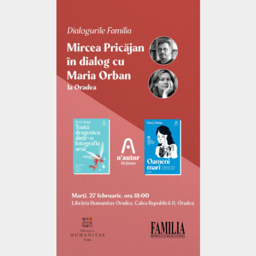 Literatura și cele mai noi apariții - Dialog între Maria Orban și Mircea Pricăjan la Oradea