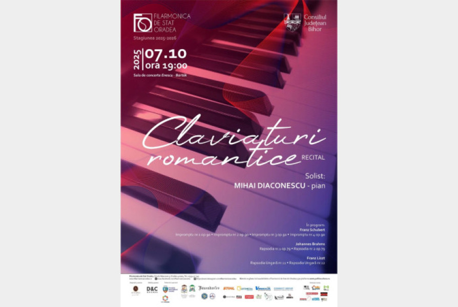 Recital de pian la Sala „Enescu - Bartók” cu lucrări romantice de excepție