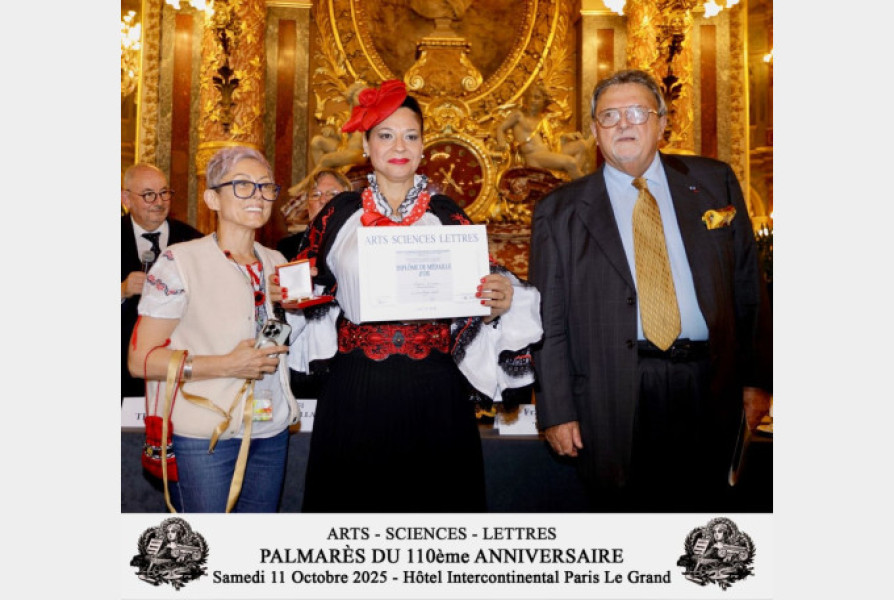 Oana Lianu, medaliată cu aur la ceremonia Societății Arts-Sciences-Lettres din Paris