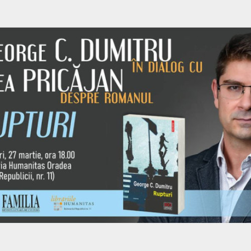 George C. Dumitru și Mircea Pricăjan discută despre romanul "Rupturi" într-o întâlnire la Librăria Humanitas