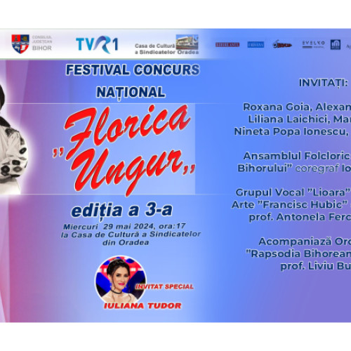 A treia ediție a Festivalului Național de Muzică Populară "Florica Ungur" va avea loc la Oradea pe 29 Mai